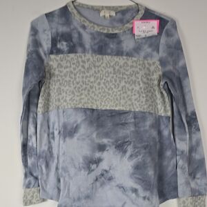 Women's Gray Tie-Dye Long Sleeve Top